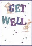 Overflowing with playful optimism, this get well card captures the smiling energy of Brompton with its two adorable stars: a snuggly teddy bear and a spirited puppy, both seemingly springing from the card's surface to cradle the bold, cheerful 'Get Well' lettering. Indigo, teal, and soft aquas pulse through the text, offering a gentle vibrancy that glows against the creamy, sunlit background. Clusters of twinkling stars scatter above and around the cuddly figures, each one carrying the quiet hope of recovery like blossoms carried on a Brompton breeze. The brushwork brings a sense of touch so vivid you can almost feel the characters' gentle embrace, as if they were sharing warmth with someone resting near Brompton Oratory or in a sun-dappled room above vibrant local shops. This illustrated card, in both its colours and comforting spirit, feels like the companion to a thoughtfully curated bouquet-radiating well wishes and kindness, perfect for sending healing comfort to loved ones nearby.